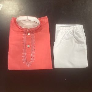 Dezines Coral Button Up Shirt with Pants in size 5 in color Coral Pink
